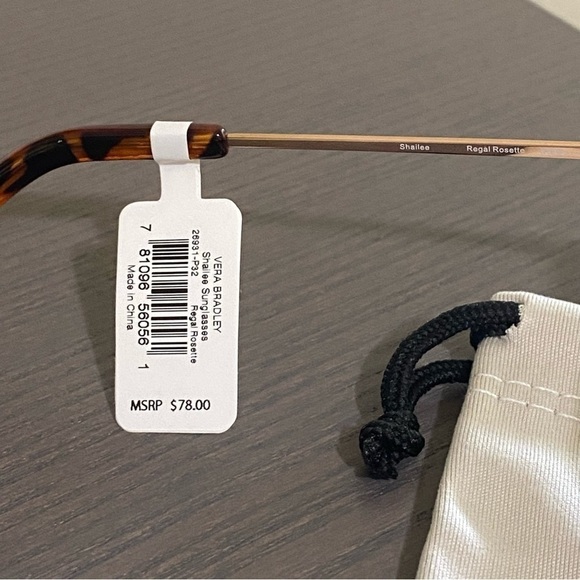 Vera Bradley Shailee Sunglasses in Regal Rosette Tortoise Soft Cat Eye Frame - Picture 4 of 4